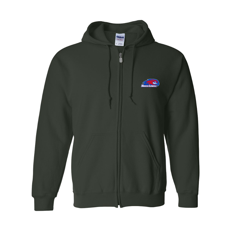 Men's  UMass Lowell River Hawks Gildan  Heavy Blend Full Zip Hooded Sweatshirt